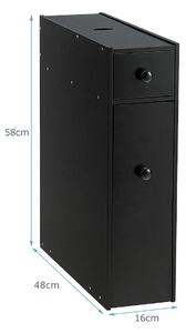 Costway Slim Storage Cabinet with Slide-out Drawers and Flip-open Top Cover-Black