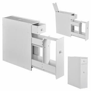 Costway Slim Storage Cabinet with Slide-out Drawers and Flip-open Top Cover-White