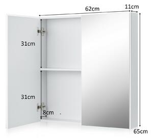 Costway Bathroom Storage Cabinet with Double Mirror Doors
