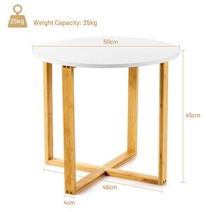 Costway Modern Round Side Table with Bamboo Legs and Waterproof Surface