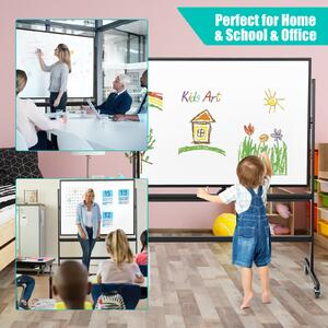 Costway Mobile Magnetic Double-Sized Whiteboard with 4 Lockable Wheels