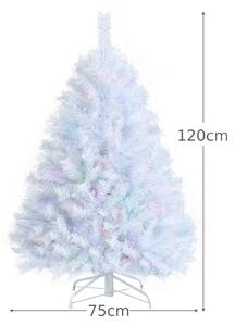 Costway 120 Cm White Artificial Christmas Tree with 244 Iridescent Branch Tips