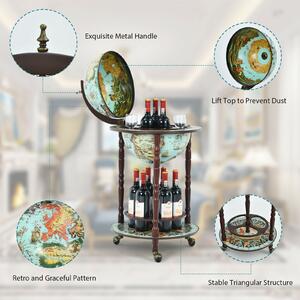 Costway Retro Globe Drinks Cabinet With Map Patterns on Wheels