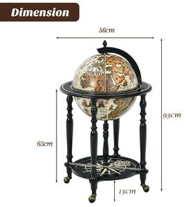 Costway Retro Globe Wine Bottle Stand With Map Patterns and Wheels
