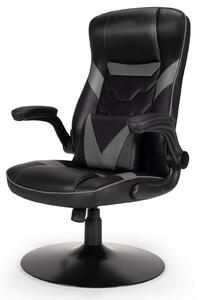 Costway Ergonomic Swivel Gaming Racing Chair Leather-Grey