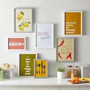 Bon Appetit Poster Pack Set of 7 Pink/Yellow/Green