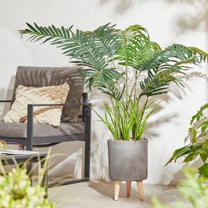 Palm Tree in Grey Pot Stand Green