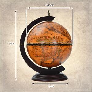 Costway Tabletop Retro Globe Bar with Map Patterns-Coffee