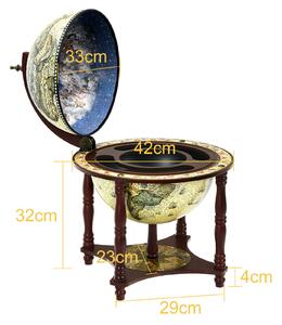 Costway Vintage Globe Wine Cabinet with Map Patterns-Cream