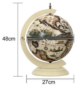 Costway Tabletop Retro Globe Bar with Map Patterns-Cream