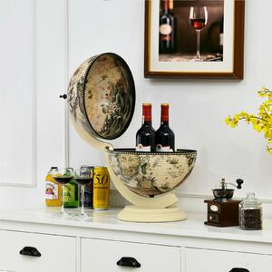 Costway Tabletop Retro Globe Bar with Map Patterns-Cream