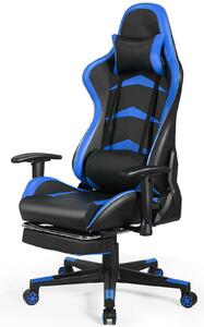 Costway Ergonomic Gaming Chair with Adjustable High Back and RGB Lights-Blue