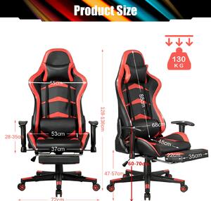 Costway Ergonomic Gaming Chair with Adjustable High Back and RGB Lights-Red