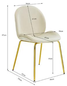 Costway Set of 2 Velvet Dining Chair with Golden Finished Steel Legs-Beige