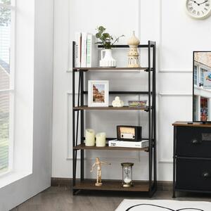Costway Folding Metal Frame Bookshelf with 4 Shelves for Living Room