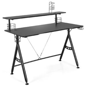 Costway Gaming Computer Desk with Monitor Shelf and Game Handle Rack