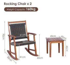 Costway 3 Piece Rattan Rocking Chair Set for Outdoor