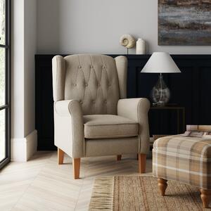 Oswald Button Back Faux Wool Wingback Armchair Oswald Natural