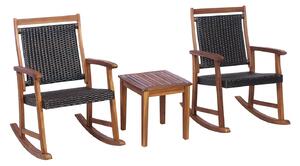 Costway 3 Piece Rattan Rocking Chair Set for Outdoor
