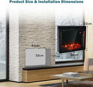 Costway Recessed Electric Fireplace with 7 Flame Colours and Timer Function