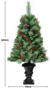 Costway 4FT Snow Flocked Artificial Christmas Tree with Red Berries