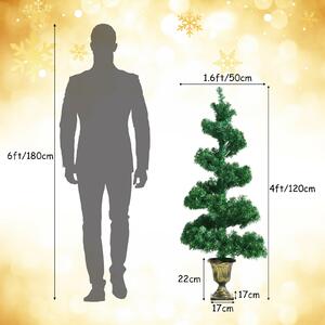 Costway Pre-Lit Artificial Christmas Tree with LED Lights and Retro Urn Base