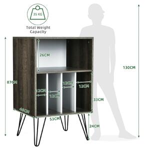 Costway Modern Display Bookshelf with 5 Compartments and Metal Legs-Brown