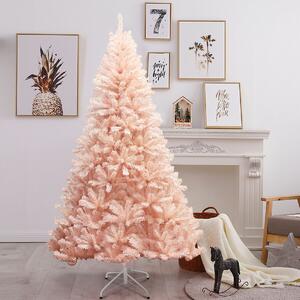 Costway Pink Artificial Christmas Tree with Folding Metal Stand-6FT