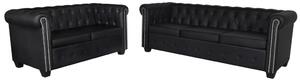 Chesterfield 2-Seater and 3-Seater Artificial Leather Black