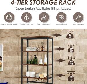 Costway Industrial Over-The-Toilet Storage Rack with 4-Tier for Bathroom