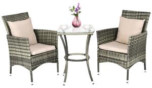 Costway 3 Piece Garden Set with Glass Table and Cushions