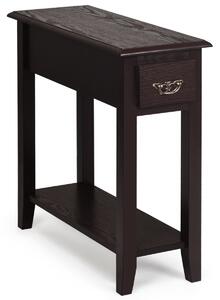 Costway 2-Tier Bedside Table with Drawer and Storage Shelf-Coffee