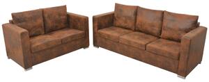 274885 Sofa Set 2 Pieces Artificial Suede Leather (244702+244703)