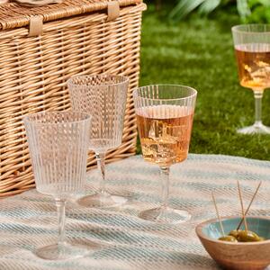 Set of 4 Ribbed Acrylic Wine Glass Clear