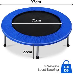 Costway Foldable Mini Trampoline with Springs and Padded Cover-Blue