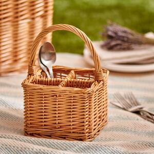 Willow Cutlery Basket Brown