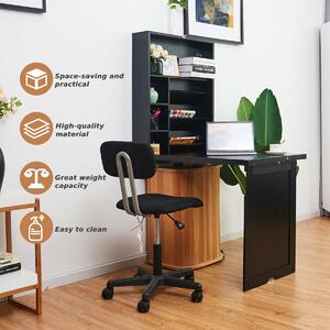 Costway Wall Mounted Desk with Adjustable Storage Shelves for Home Office-Black