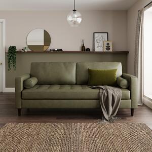 Zoe Distressed Faux Leather 3 Seater Sofa Green