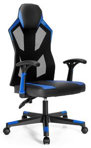 Costway Racing Style Gaming Chair with Adjustable Back Height-Blue