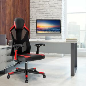 Costway Racing Style Gaming Chair with Adjustable Back Height-Red
