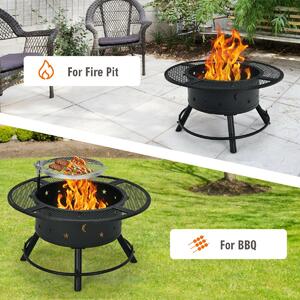 Costway Outdoor Fire Pit with Removable BBQ Grill and Log Grate