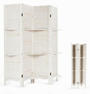 Costway 4-Panel Room Divider with Removable Display Shelves