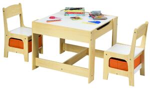 Costway Children's Table and Chair Set with Storage Boxes-Beige