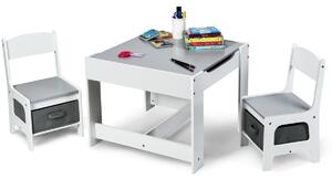 Costway Children's Table and Chair Set with Storage Boxes-Grey