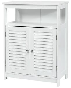 Costway Bathroom Floor Cabinet with Double Shutter Door and Adjustable Shelf-White