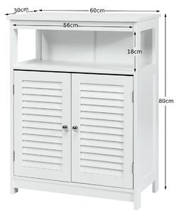 Costway Bathroom Floor Cabinet with Double Shutter Door and Adjustable Shelf-White