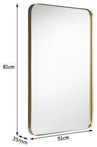Costway Large Rectangular Wall Mirror with Metal Frame-Golden