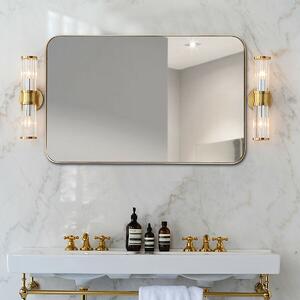 Costway Large Rectangular Wall Mirror with Metal Frame-Golden