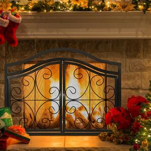 Costway Fireplace Screen with Magnetic Doors for Wood and Coal