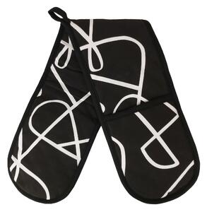Curves Double Oven Glove Black and white